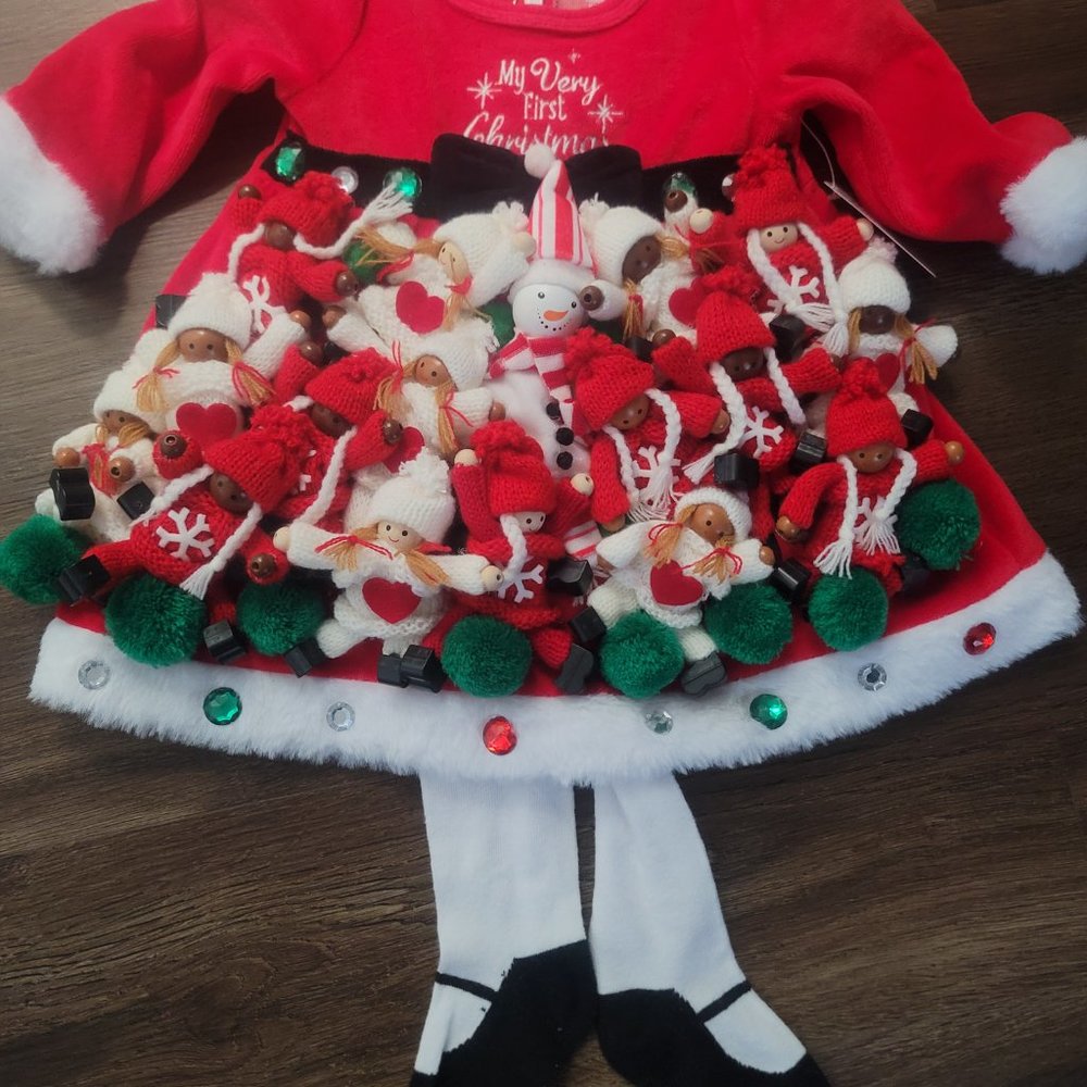 One of a Kind Girls Ugly Christmas Doll Dress  12 Mo
